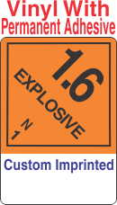 Explosive Class 1.6N Custom Imprinted Shipping Name (Extended) Vinyl Labels
