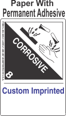 Corrosive Class 8 Custom Imprinted Shipping Name (Extended) Paper Labels