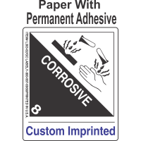 Corrosive Class 8 Custom Imprinted Shipping Name Paper Labels