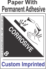 Corrosive Class 8 Custom Imprinted Shipping Name Paper Labels
