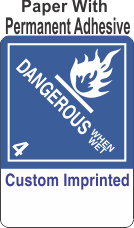 Dangerous When Wet Class 4.3 Custom Imprinted Shipping Name (Extended) Paper Labels