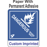 Dangerous When Wet Class 4.3 Custom Imprinted Shipping Name Paper Labels