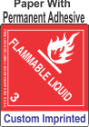 Flammable Class 3 Custom Imprinted Shipping Name Paper Labels