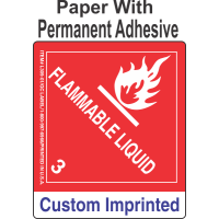 Flammable Class 3 Custom Imprinted Shipping Name Paper Labels