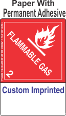 Flammable Gas Class 2.1 Custom Imprinted Shipping Name (Extended) Paper Labels