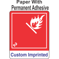 Flammable Gas Class 2.1 Custom Imprinted Shipping Name Paper Int Wordless Labels