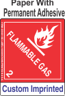 Flammable Gas Class 2.1 Custom Imprinted Shipping Name Paper Labels