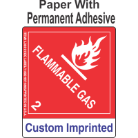 Flammable Gas Class 2.1 Custom Imprinted Shipping Name Paper Labels