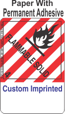 Flammable Solid Class 4.1 Custom Imprinted Shipping Name (Extended) Paper Labels