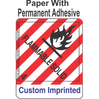 Flammable Solid Class 4.1 Custom Imprinted Shipping Name Paper Labels