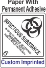 Infectious Substance 6.2 Custom Imprinted Shipping Name Paper Internatioanl Wordless Labels