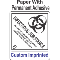 Infectious Substance 6.2 Custom Imprinted Shipping Name Paper Internatioanl Wordless Labels