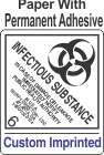 Infectious Substance 6.2 Custom Imprinted Shipping Name Paper Labels