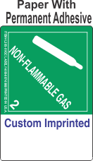 Non-Flammable Gas Class 2.2 Custom Imprinted Shipping Name (Extended) Paper Labels