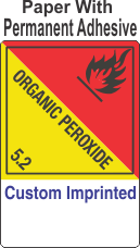 Organic Peroxide Class 5.2 Custom Imprinted Shipping Name (Extended) Paper Labels