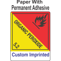 Organic Peroxide Class 5.2 Custom Imprinted Shipping Name Paper Labels