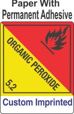 Organic Peroxide Class 5.2 Custom Imprinted Shipping Name Paper Labels