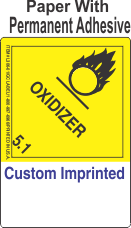 Oxidizer Class 5.1 Custom Imprinted Shipping Name (Extended) Paper Labels