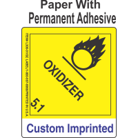 Oxidizer Class 5.1 Custom Imprinted Shipping Name Paper Labels