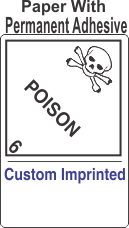 Poison Class 6.2 Custom Imprinted Shipping Name (Extended) Paper Labels