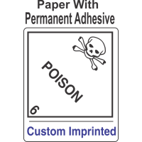 Poison Class 6.2 Custom Imprinted Shipping Name Paper Labels