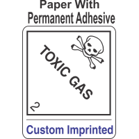 Toxic Gas Class 2.3 Custom Imprinted Shipping Name Paper Labels