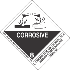 8, Corrosive Liquid, Basic, Inorganic, N.O.S. (Contains Sodium Metasilicate UN3266, PGII
