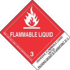 (Adhesive, Flammable Liquid UN1133 Packing Group III Flashpoint 27 C