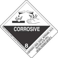 Corrosive Liquid, Acidic, Inorganic, N.O.S. (Sulfuric Acid Less Than 50 Per Cent ) UN3264, Packing Group Ii