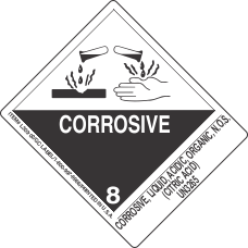 Corrosive, Liquid, Acidic, Organic, N.O.S. (Citric Acid) UN3265