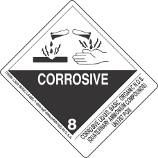 Corrosive Liquid, Basic, Organic N.O.S. (Quaternary Ammonium Compounds) UN3267 PGIII