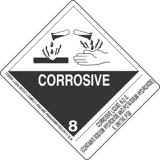 Corrosive Liquid, N.O.S. (Contains Sodium Hydroxide And Potassium Hydroxide) 8, UN1760, PGII