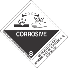 Corrosive Liquid, N.O.S. (Hydrochloric And Hydroxyacetic Acid) 8, UN1760, PGII