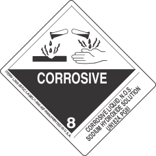 Corrosive Liquid, N.O.S. Sodium Hydroxide Solution UN1824, PGIII