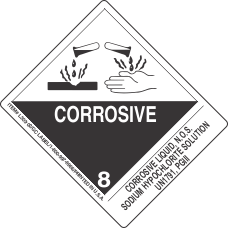 Corrosive Liquid, N.O.S. Sodium Hypochlorite Solution UN1791, PGIII