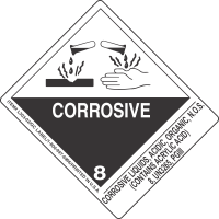 Corrosive Liquids, Acidic, Organic, N.O.S. (Contains Acrylic Acid) 8, UN3265, PGIII