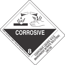 Corrosive Liquids, N.O.S. (Manganese Nitrate Solution) UN1760