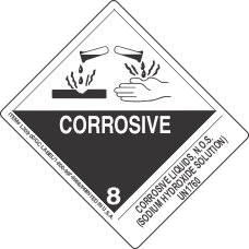 Corrosive Liquids, N.O.S. (Sodium Hydroxide Solution) UN1760