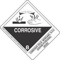 Corrosive Solid, Inorganic, N.O.S. (Sodium Hydroxide) UN3262