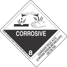 Corrosive Solid, N.O.S. (Contains Sodium Metasilicate) UN1759 PGII