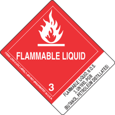 Flammable Liquid, N.O.S. 3, UN1993, PGIII (Butanol, Petroleum Distillates)