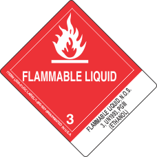 Flammable Liquid, N.O.S. 3, UN1993, PGIII (Ethanol)