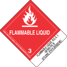 Flammable Liquid, N.O.S. 3 UN1993 PGIII (Xylene, Ethylbenzene)