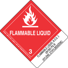 Flammable Liquid, N.O.S. 3 UN1993 PGIII (Xylene, Ethylbenzene)