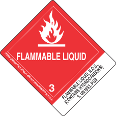 Flammable Liquid, N.O.S., (Contains Hydrocarbons) 3, UN1993, PGII