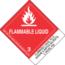 Flammable Liquid, N.O.S., (Hexane & Naptha Solvents) 3, UN1993, PGII