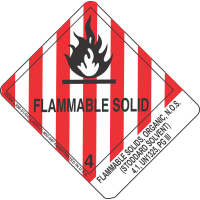 Flammable Solids, Organic, N.O.S. (Stoddard Solvent) 4.1, UN1325, PGIII