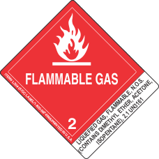 Liquefied Gas, Flammable, N.O.S.(Contains Dimethyl Ether, Acetone, Isopentane), 2.1 UN3161