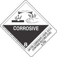 UN1760, Corrosive Liquid, N.O.S. (Contains Sulfuric Acid) 8, PGII