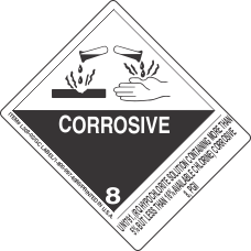 UN1791, (RQ Hypochlorite Solution Containing More Than 5 Per Cent But Less Than 16 Per Cent Available Chlorine) Corrosive 8, PGII